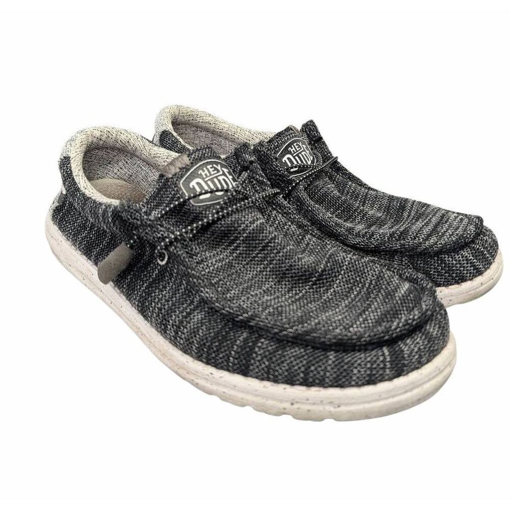 Hey Dude Wally stretch meteorite gray black knit casual slip on mens 10